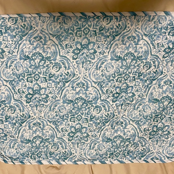 RACHEL Rachel Roy Blue Floral Design Tie up at back Pillow Shams - Picture 6 of 8